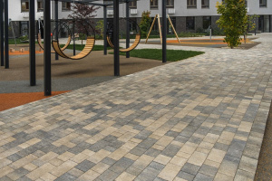 Тротуарная плитка Б.1.Фсм.6 гранит (н/м) листопад (бело-черно-коричневый) - Старый Замок